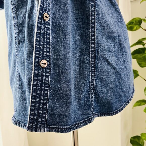 Tommy Hilfiger Blue Denim Stretchy Button Down Blouse Shirt - Womens Plus 18W - Picture 4 of 8